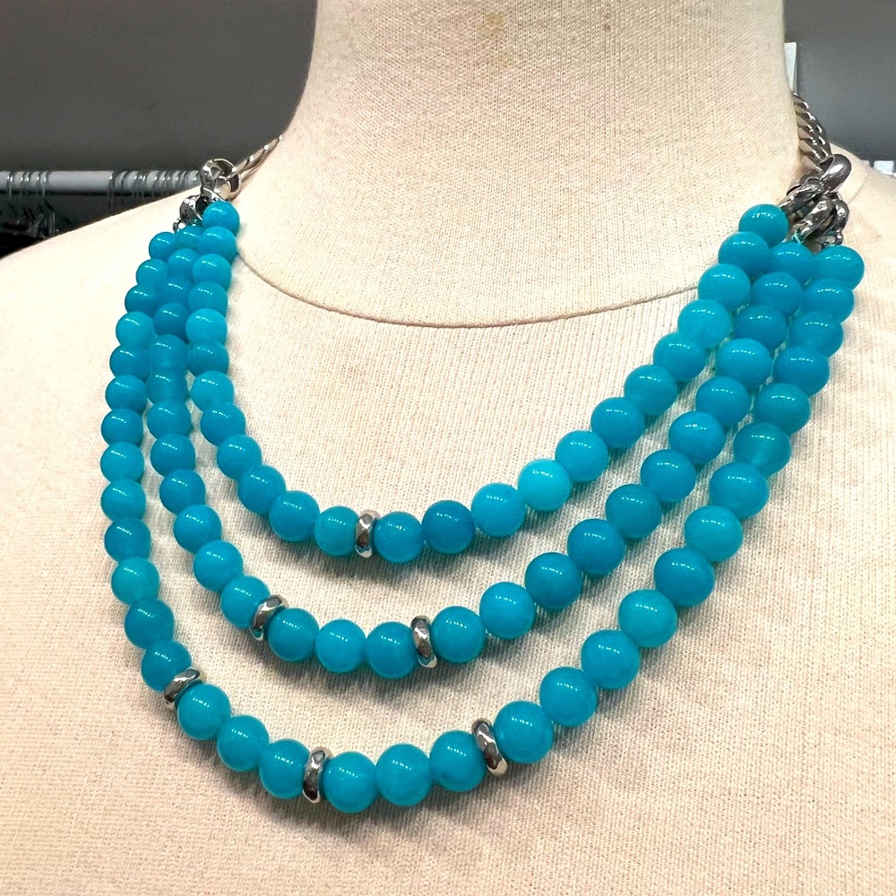Fossil Gemstones Beads Torques Necklace